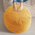 HIGOGOGO Round Stuffed Pouf Ottoman, Corduroy Poufs with Foam Chunk Filling, Furry and Fluffy Pouf Foot Stool Storage Ottoman, 20 X 15 Floor Poufs Foot Rest for Living Room, Orange by HIGOGOGO