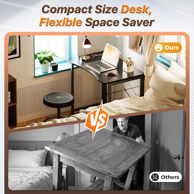 Huuger Folding Desk for Small Spaces, 31.5 Inch Foldable Computer Table | Easy Assembly, Small Writing Work Office Computer Desk, for Home Office, Study, Bedroom, Dorm, Space Saving, Black - Image 3