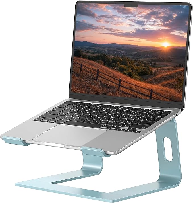 SOUNDANCE Laptop Stand, Aluminum Computer Riser, Ergonomic Laptops Elevator for Desk, Metal Holder Compatible with 10 to 15.6 Inches Notebook Computer, Aquamarine by Soundance