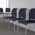 Flash Furniture Hercules Series Contoured Stacking Chairs for Waiting Rooms and Offices, Ergonomic Lobby Chairs with Curved Back, Set of 5, Navy | Sled Base, Powder Coated, Contoured, 880 LBS. Weight Capacity by FlashFurniture
