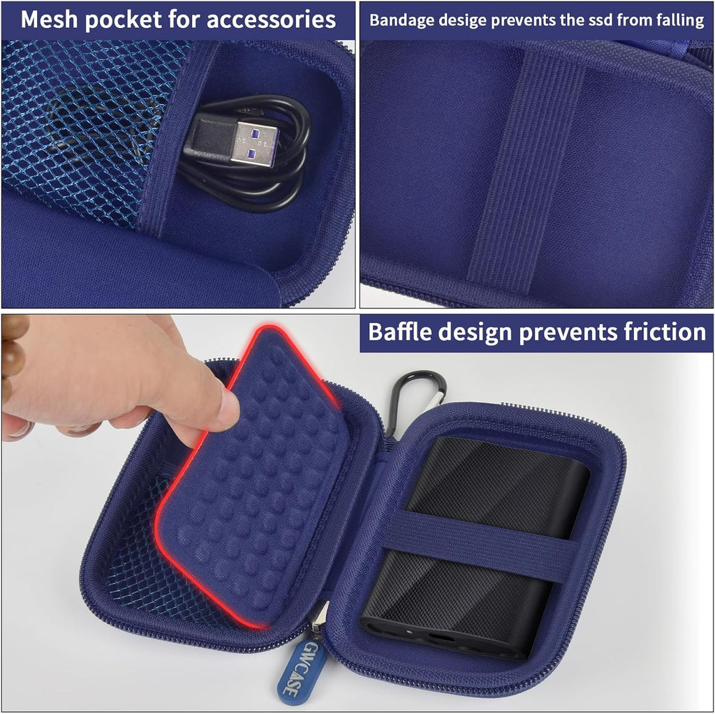 GWCASE for Samsung T9/T7/T7 Shield SSD Case, Anti-Shock, Blue - Image 5