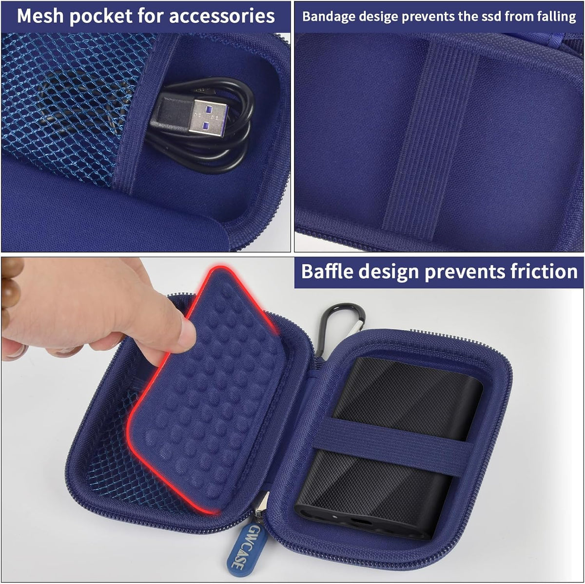 GWCASE for Samsung T9/T7/T7 Shield SSD Case, Anti-Shock, Blue - Image 5