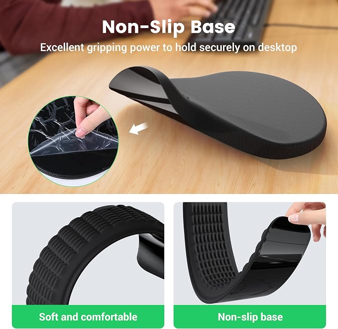 MEKASS Ergonomic Mouse Pad and Keyboard Wrist Rest Set, Super Soft Memory Foam Desk Wrist Support for Computer Keyboard, Non-Slip Arm Palm Rests Cushion for Typing Gaming Office Laptop Mac (Black) - Image 5