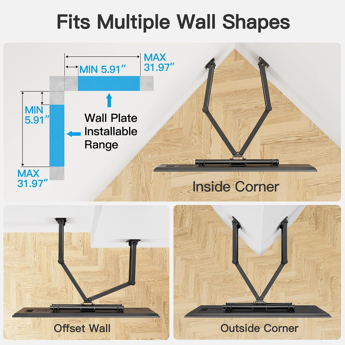 PERLESMITH Corner TV Wall Mount for 26–60 inch TVs up to 99 lbs - Image 6