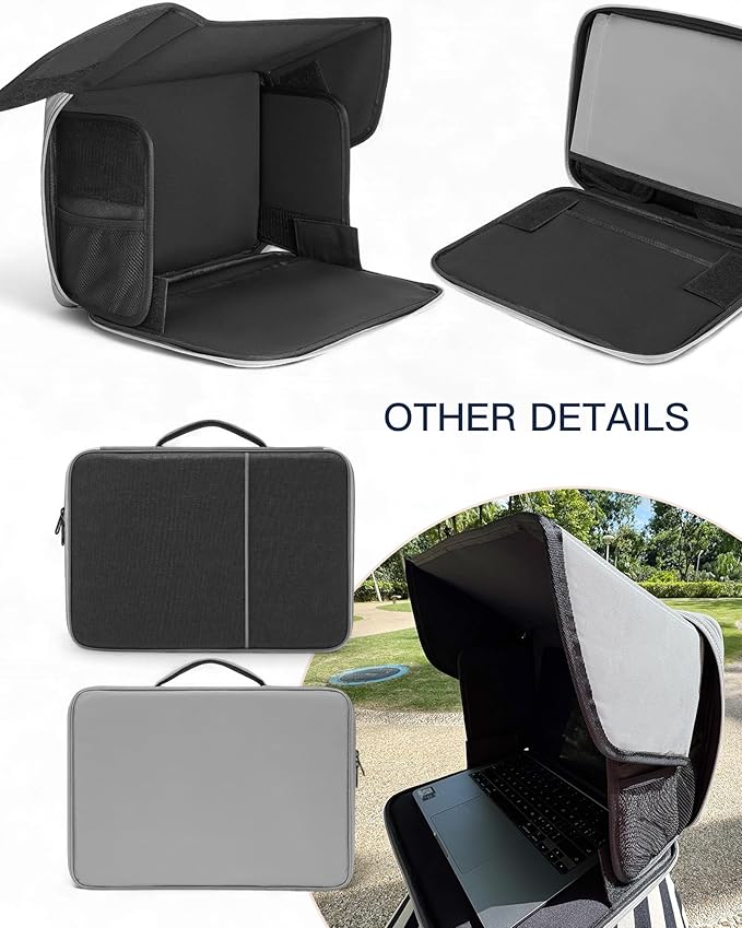 Laptop Sun Shade, Fits 13-16 inch Laptop, UV-Heat Reflective & Water-Resistant Material, Easy to Carry Computer Case for Working Outside,Travel, Beach - Image 6