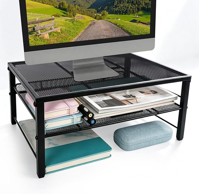 COSYAWN Metal Monitor Stand Riser, 2-Tier Desk Organizer for Laptop,1 Pack by COSYAWN
