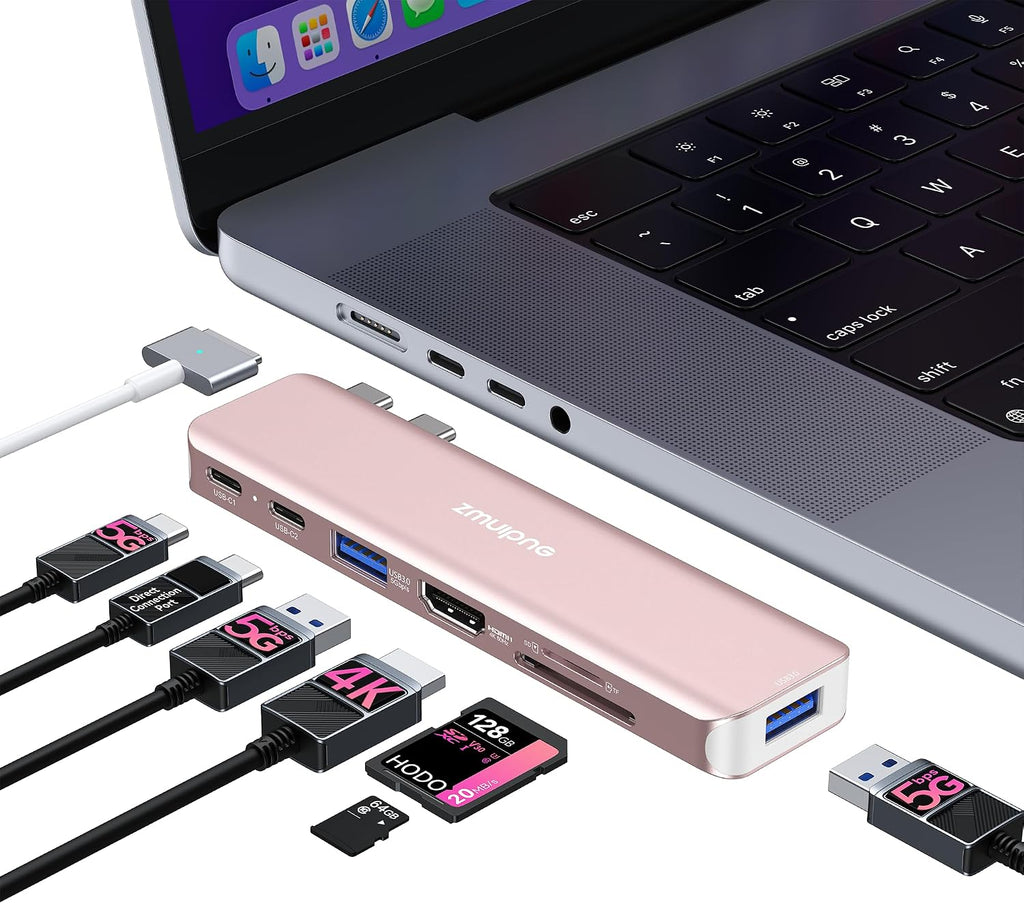USB C Hub Adapter for MacBook Neo/Pro/Air M5 M4 M3 M2 M1 2026-2018 13"-16" by ZMUIPNG