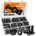 M6 x 16mm Rack Screws Kit, Cage Nuts, 30 Sets, Black by Screwish