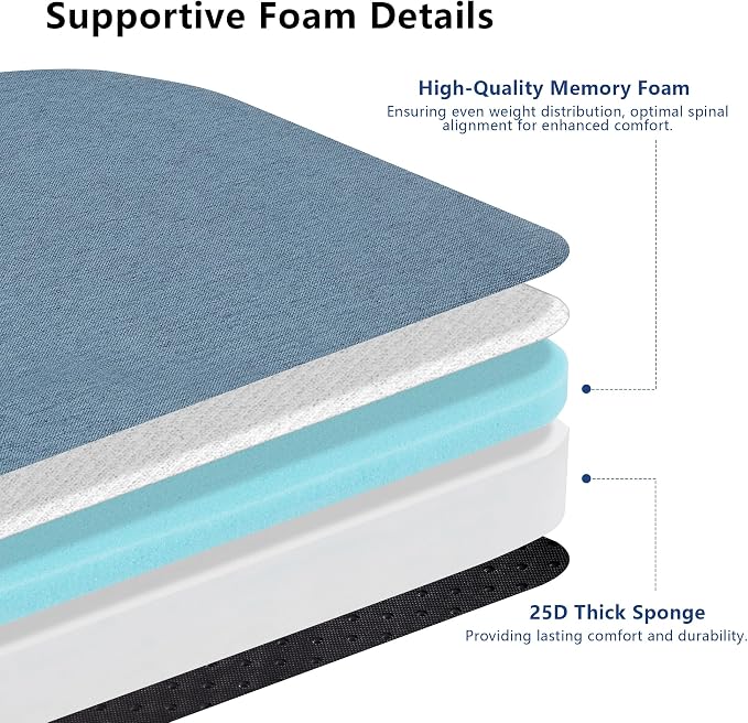 Nordjager Chair Cushions for Dining Chairs, 6 Pack Memory Foam Cushion | 2.5" Thick Chair Cushion; Waterproo Surface with 17" x 16" Size for Kitchen & Dining Chairs, Secure Ties and Washable Cover. - Image 3