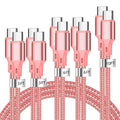 USB C to USB C Cable, 5 Pack Type C Fast Charger Cord (Pink) | 3/3/6/6/10ft Nylon Braided Data Transfer Wire for iPhone 17/16/15 Plus/Pro Max iPad Air Ps5 Controller Samsung Galaxy by CUGUNU
