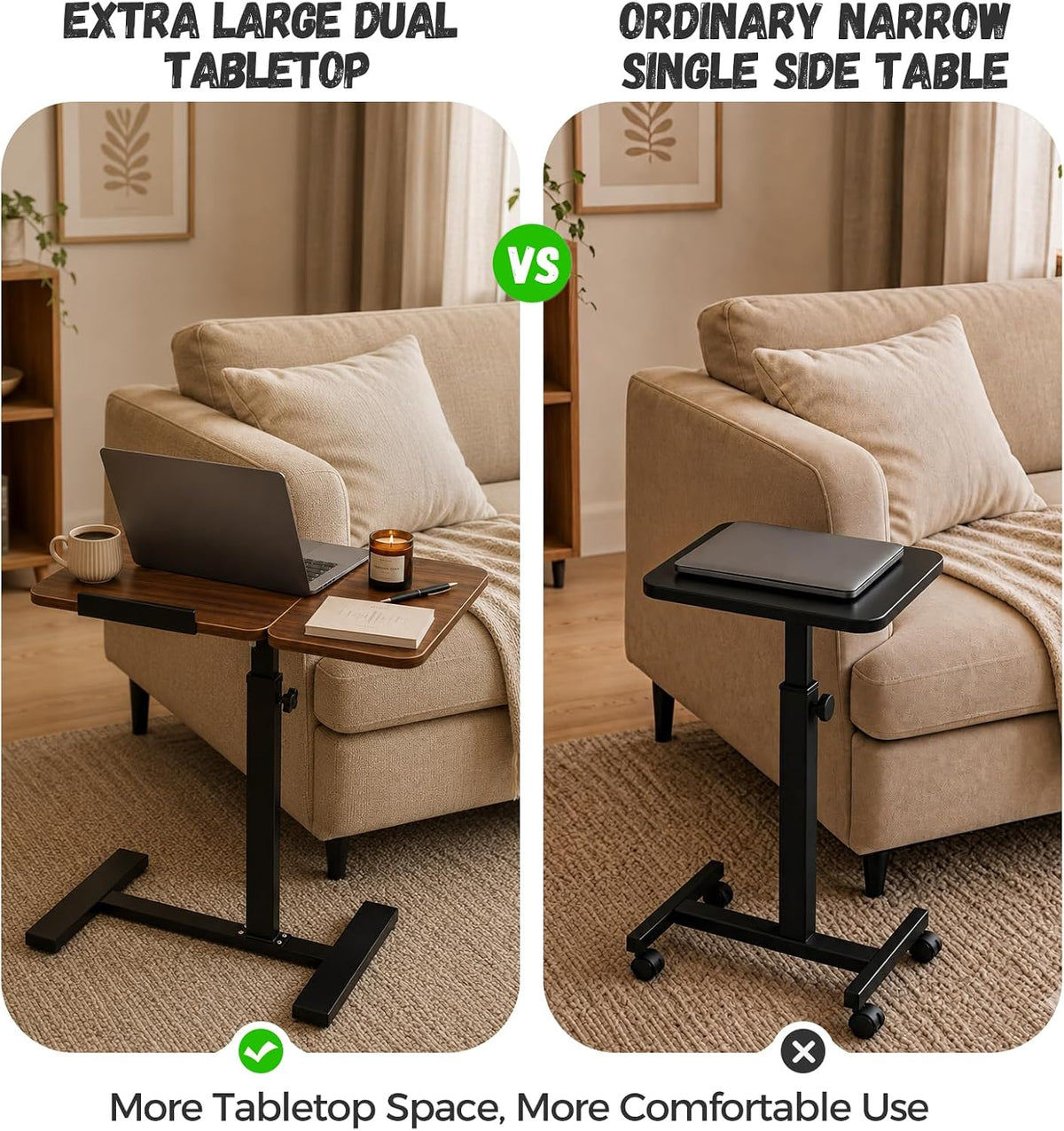 Extra-Large TV Tray Table, Height Adjustable C-Shaped Side Table - Image 7