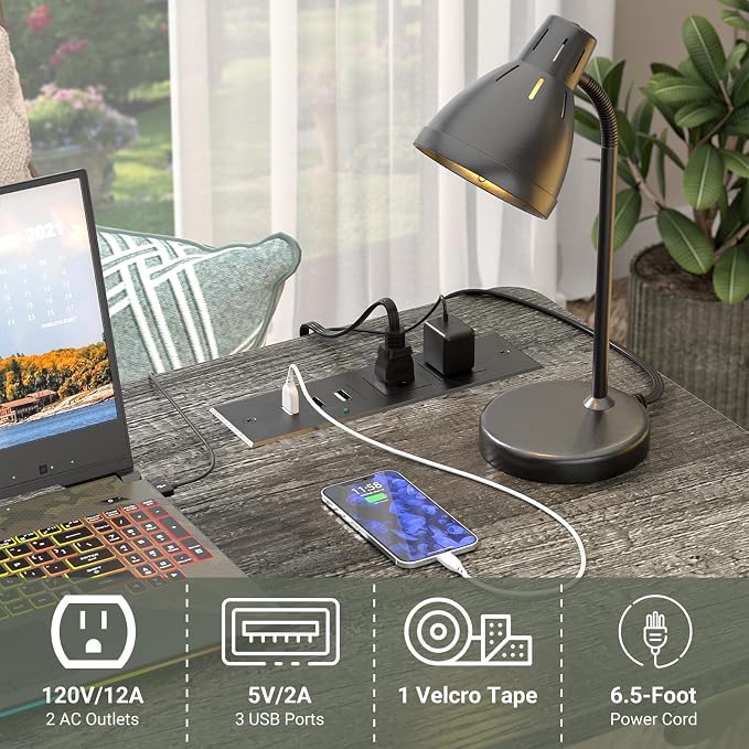 32" Height Adjustable Standing Desk with Power Outlets - Manual Rolling Stand Up Desk with Wheels Small Portable Computer Desk Mobile Laptop Table with Storage Shelves for Home Office, Grey Oak - Image 4