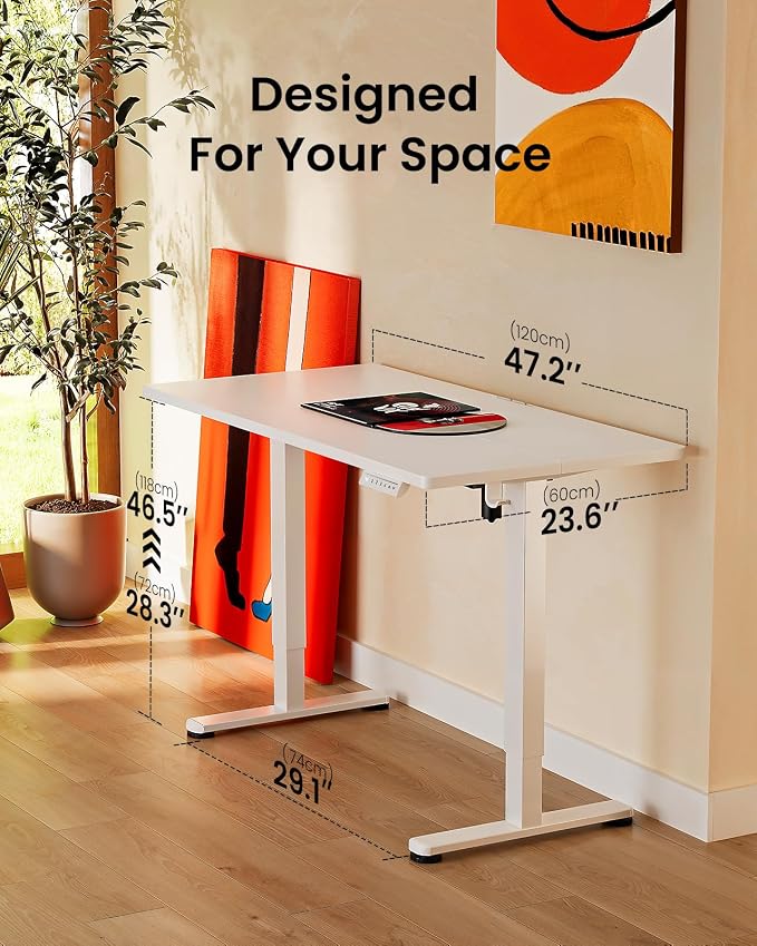 ErGear Height Adjustable Electric Standing Desk, 48 x 24 Inches Sit Stand up Desk, Memory Computer Home Office Desk, White - Image 3