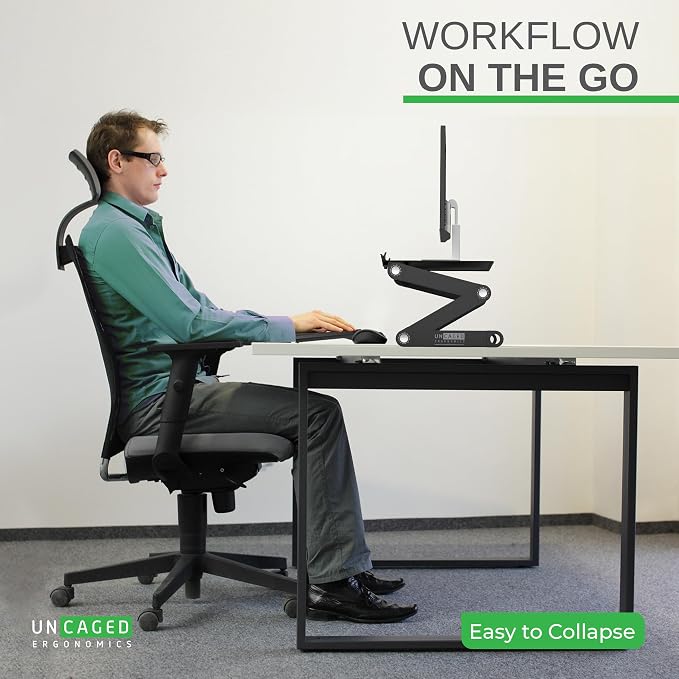 WorkEZ Monitor Stand, Single Mount Height Adjustable Monitor Riser for Desk, Ergonomic Desktop Computer Stand - Image 7