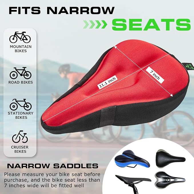 Zacro Bike Seat Cushion - Gel Padded Bike Seat Cover for Men Women Comfort, Extra Soft Exercise Bicycle Seat Compatible with Peloton, Outdoor & Indoor Bike Saddles - Image 2