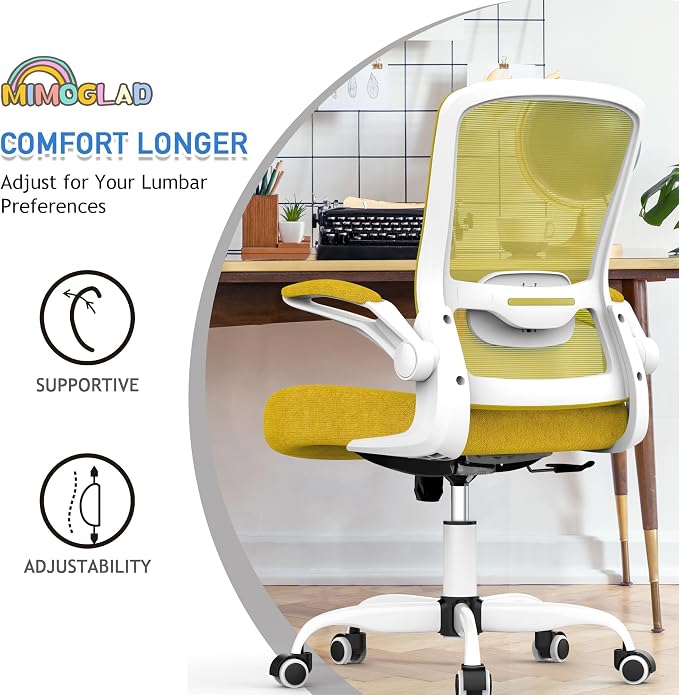 Mimoglad Ergonomic High Back Mesh Office Chair, Adjustable Lumbar Support, Thickened Seat Cushion (Modern, Jasmine) - Image 3