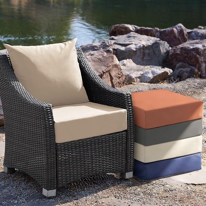 Outdoor Cushions for Patio Furniture, Outdoor Seat Cushion Set 24 x 24 x 5.75 in, Waterproof & Fade Resistant Outdoor Chair Cushions, Patio Chair Cushion with Removable Cover, Set of 6, Beige - Image 8