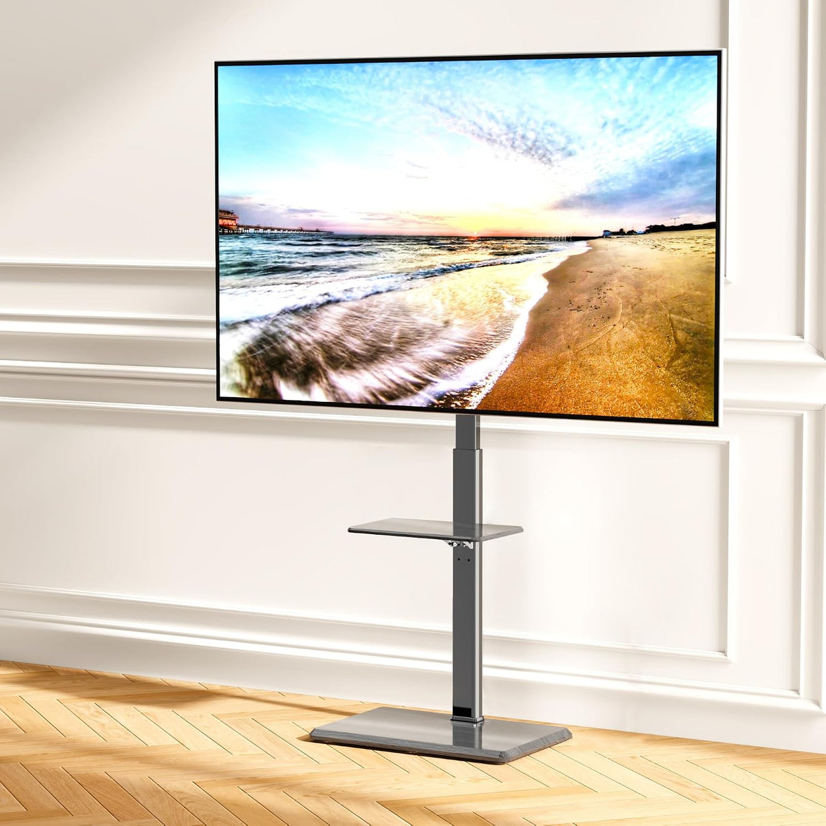Floor TV Stand with Removable Media Shelf for 32-75 Inch TVs up to 110 lbs - Image 7