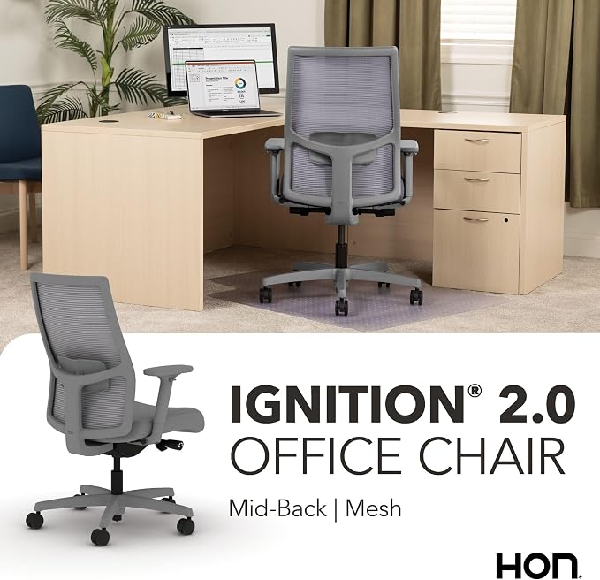 HON Ignition 2.0 Ergonomic Office Chair, Lumbar Support, Office Desk, Frost | Ergonomic office desk chair with lumbar support, adjustable arms, office decor, workstation comfort for focused productivity - Image 7