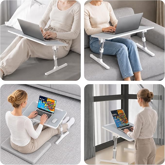 Adjustable Lap Desk, Foldable Laptop Desk for Bed, X-Large Lap Table | 23.6 x 15.7 Inches Bed Laptop Table, Laptop Stand for Couch & Sofa, Laptop Tray for Adults Writing Reading Eating, Gray - Image 9
