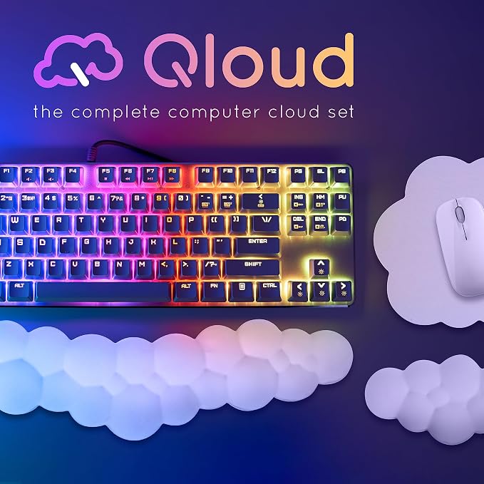 Rainbow Cloud Keyboard Wrist Rest – Create-ables Qloud Rainbow Wrist Rest for Computer Keyboard and Mouse, Ergonomic Memory Foam Wrist Pad with Non-Slip Base, Includes Cloud Mouse Pad - Image 5