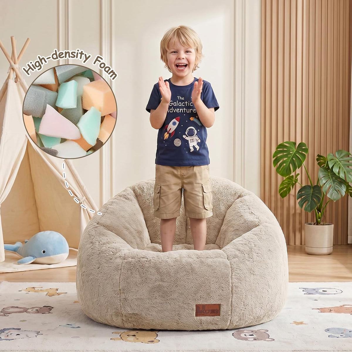 Bean Bag Chair for Kids, Cozy Fluffy Beanbag Chairs with Filler for Teens and Kids, Floor Lazy Sofa for Living Room, Gaming & Reading(S-Champagne) - Image 7
