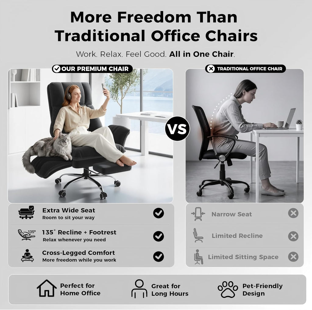 Big and Tall Office Chair, Flip Armrests for Pets & Cross Legged Sitting - Image 3