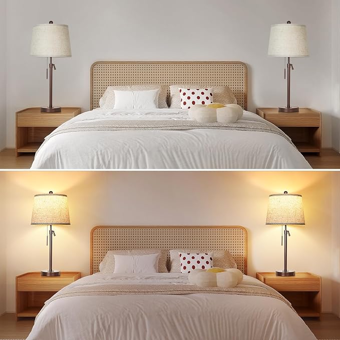 Table Lamps Set of 2, 22" to 30"Adjustable Height Bedside Lamps for Living Room 3 Color Temperatures Tall Nightstand Lamps Modern Brown Table Lamp for Bedroom Office End Table (Bulbs Included) - Image 7