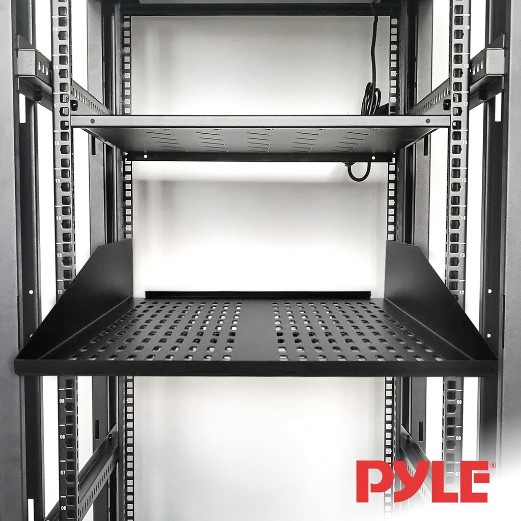 Pyle 19-Inch 2U Server Rack Shelf, Vented Shelves for Good Air Circulation, Cantilever Mount, Wall Mount Rack, Universal Device, Cabinet Shelf, Computer Case Mounting Tray, Black - Image 6