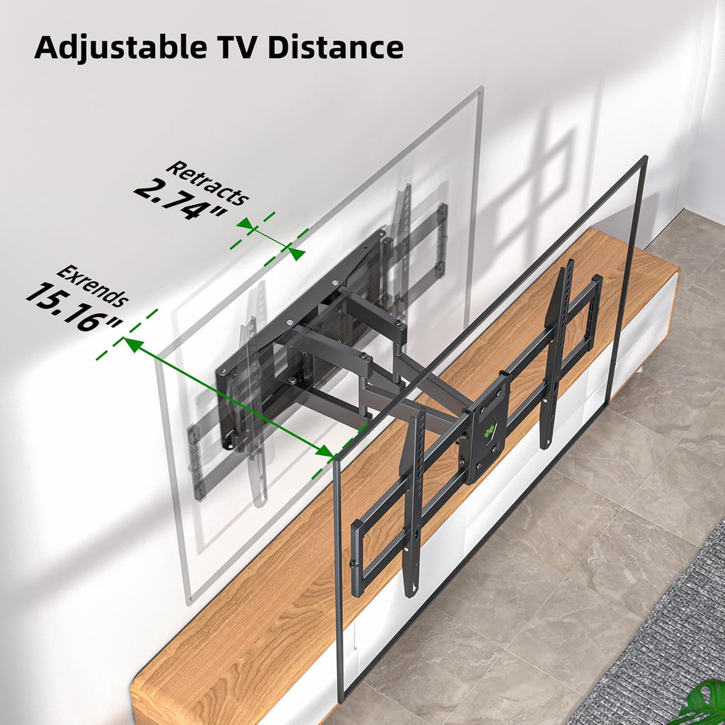 Full Motion TV Wall Mount for Most 37"-84" Flat Screen TV, Swivel or Tilt TV Wall Bracket with Dual Articulating Arms, for 12"-16" Wood Studs, Max VESA 600x400mm, Load 120 lbs by USX MOUNT - Image 2