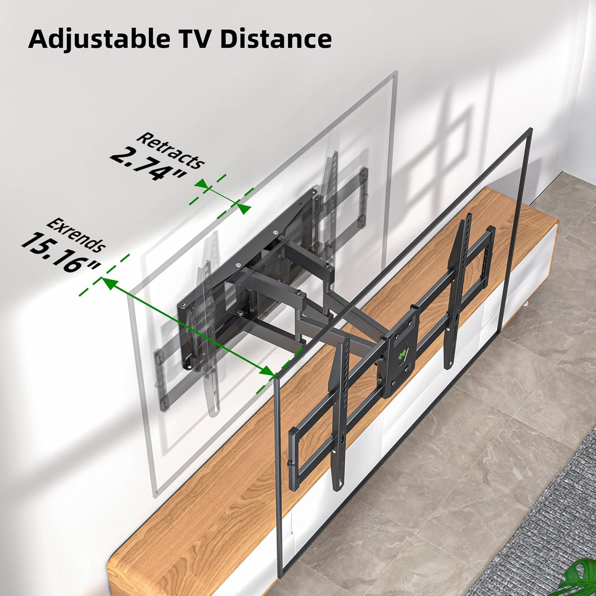 Full Motion TV Wall Mount for Most 37"-84" Flat Screen TV, Swivel or Tilt TV Wall Bracket with Dual Articulating Arms, for 12"-16" Wood Studs, Max VESA 600x400mm, Load 120 lbs by USX MOUNT - Image 2
