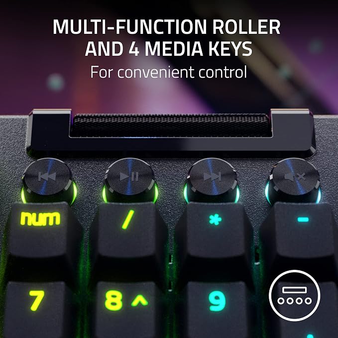Razer BlackWidow V4 Pro Mechanical Gaming Keyboard, Green Tactile Switches | Green Switches Tactile & Clicky, Doubleshot ABS Keycaps, Command Dial, 8 Dedicated Macro Keys, Chroma RGB - Image 7