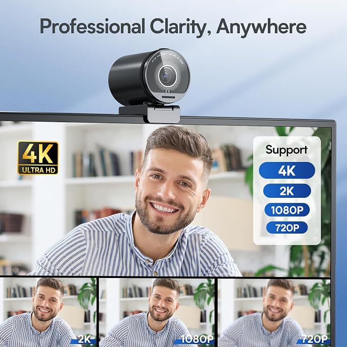 EMEET SmartCam S800 4K Webcam for Streaming, 1/2'' Sensor, Supports HDR | PDAF&TOF Dual-autofocus, 1080P@60fps, 2 Noise-Cancelling Mics, 40°-73° FOV, Perfect for Live Streaming & Online Meetings - Image 2