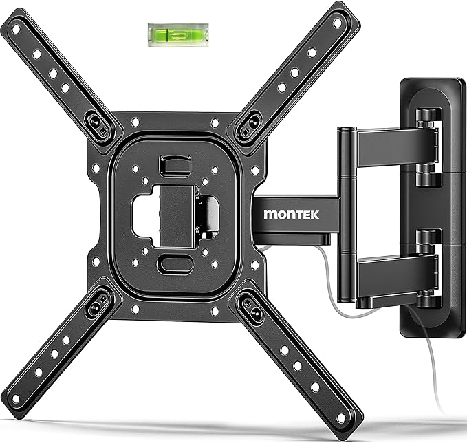 monTEK Full Motion TV Wall Mount Bracket for 23-65 Inch TVs up to 77 lb | Single-stud articulating arm extends 17 in; corner mount, swivel, tilt, retracts to 2.08 in, 4X load tested, VESA 400x400 mm by monTEK