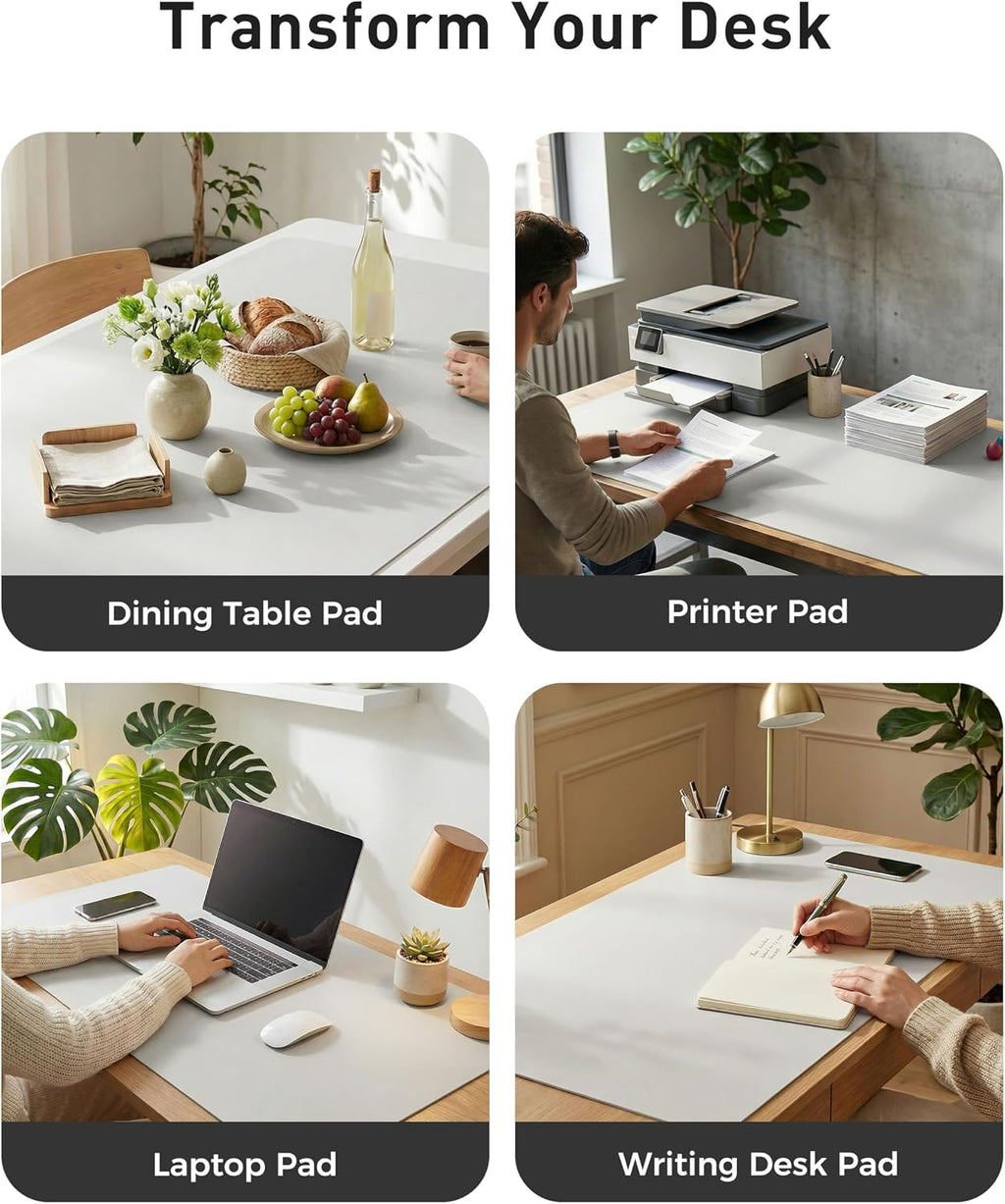 Aothia Faux Leather Desk Mat - Large Mouse Pad, Non-Slip PU Leather Blotter, Waterproof Writing Surface for Office and Home (Off-White, 63" x 17") - Image 6