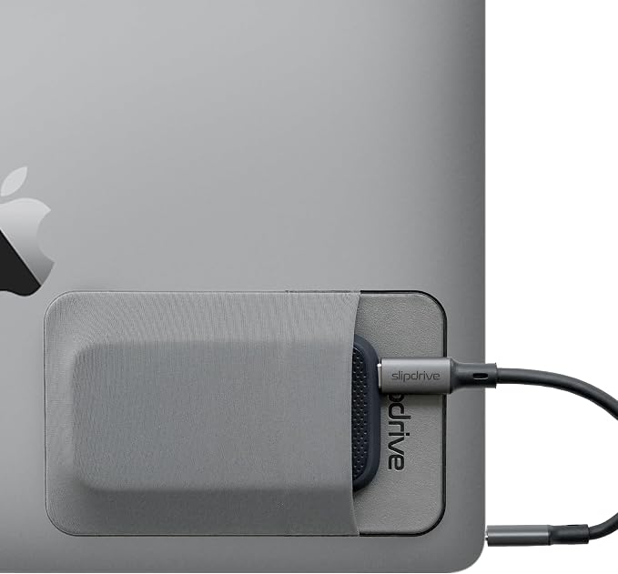 Slipdrive - Portable Hard Drive Sleeve for Laptop - SSD Solid State Drive - Reusable Adhesive - 5” x 3.2” Stick on External Hard Drive Carrying Case - Travel Pocket Pouch (Small, Gray) by Slipdrive
