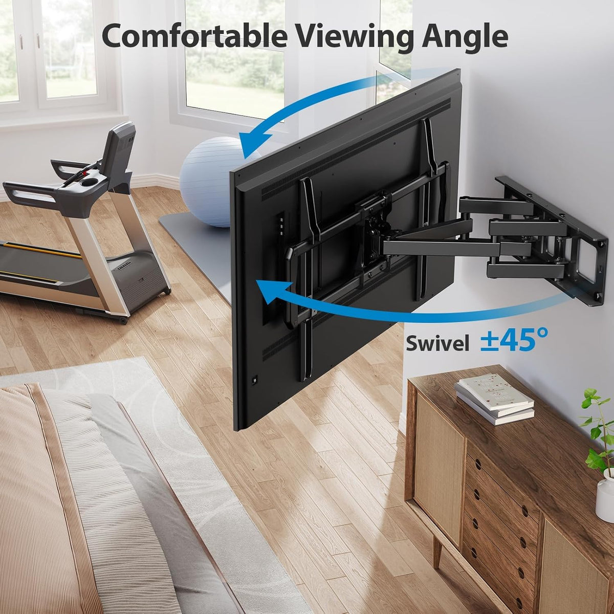 Pipishell Full-Motion TV Wall Mount for Most 37–84 Inch TVs up to 100 lbs, Wall Mount TV Bracket with Dual Articulating Arms, Extension, Swivel, Tilt, Fits 16" Wood Studs, 600 x 400mm Max VESA, PILF8 - Image 3