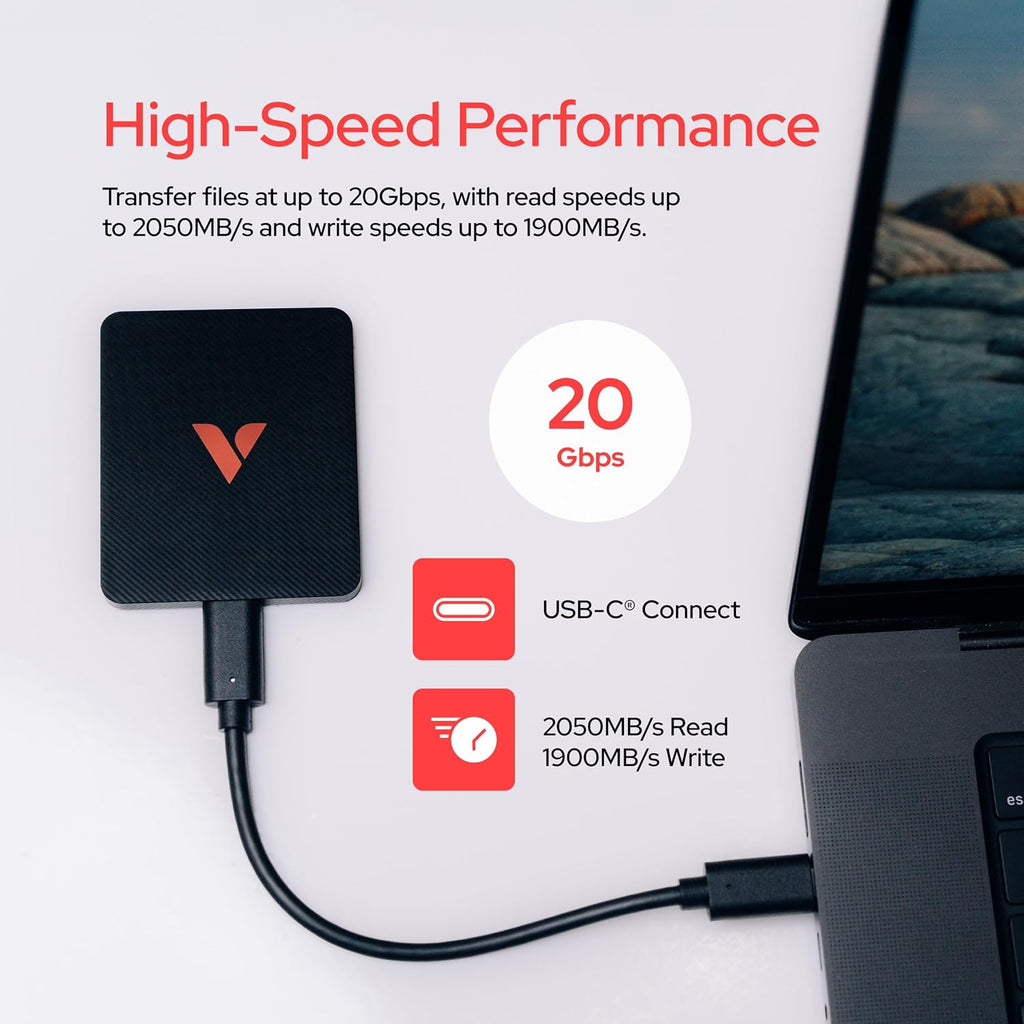 Verbatim 512GB Ultra Slim Portable SSD, Up to 2050MB/s USB 3.2 Gen 2x2 - Image 3