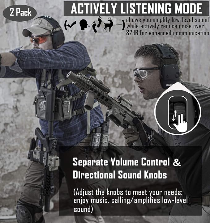 PROHEAR 030 2 Pack Bluetooth 5.4 Electronic Shooting Ear Protection Earmuffs with Foam Ear Pads-Black - Image 3