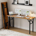 Small Folding Computer Desk – Portable 55.1 Inch Foldable Laptop Table, Collapsible and Compact for Easy and Fast Setup, Lightweight for Small Spaces, Home Craft and Study Use, Rustic Brown by Frylr