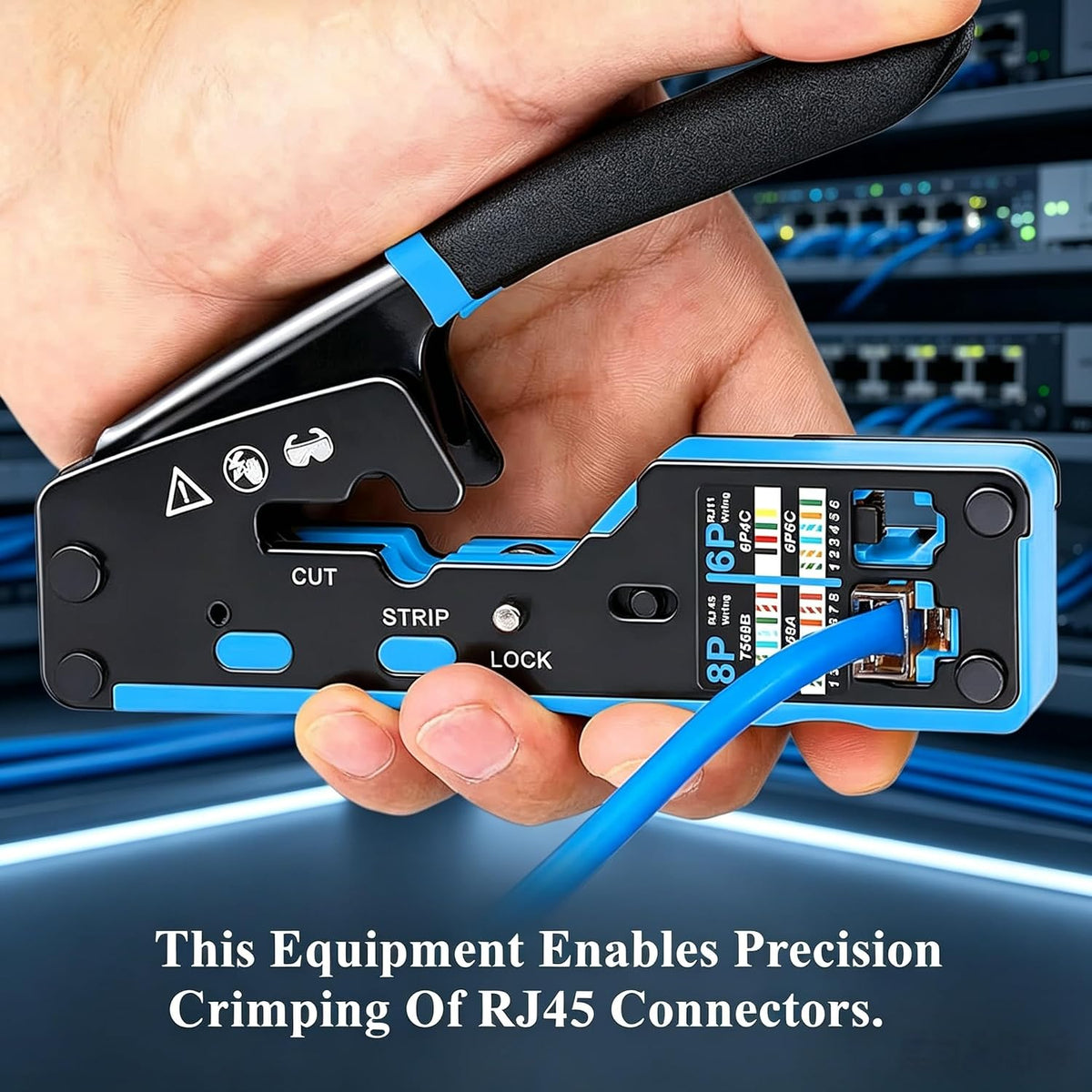 Network Tool Kit for Cat6 Cat5e Cat5, Pass Through rj45 Crimp Tool Kit, Pass Through Ethernet Crimper for Cat5 Cat5e Cat6, Wire Tracker, 110/88Punch Down Tool, Cutter, Stripper - Image 5
