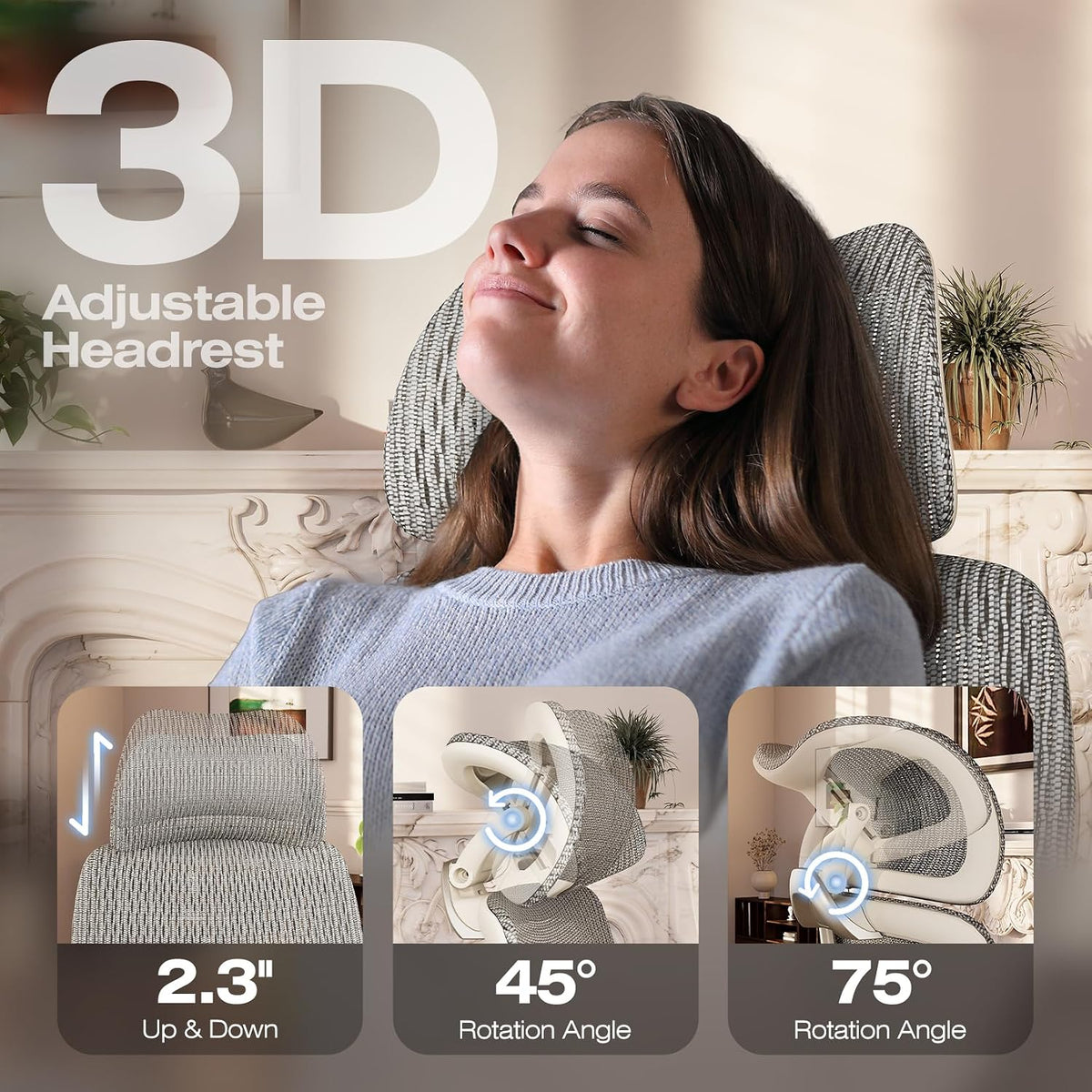 ELABEST X100 Ergonomic Mesh Office Chair with Footrest, Big and Tall Home Desk Chair with 5D Flip-Up Arms, Adjustable 3D Lumbar Support, Gaming & Executive Computer Chair - Image 5
