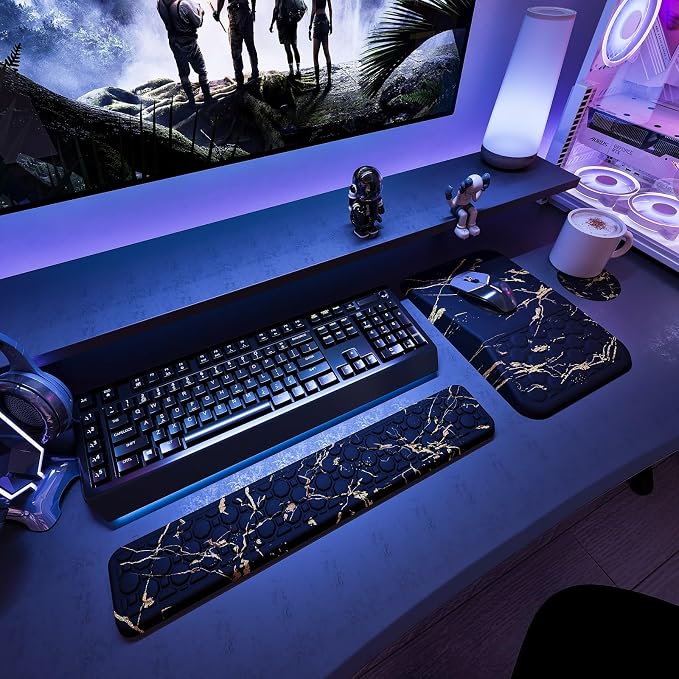 Ospelelf Black Keyboard Wrist Rest Ergonomic Mouse Pad with Wrist Rest, Wrist Rest for Computer Keyboard, - Image 7