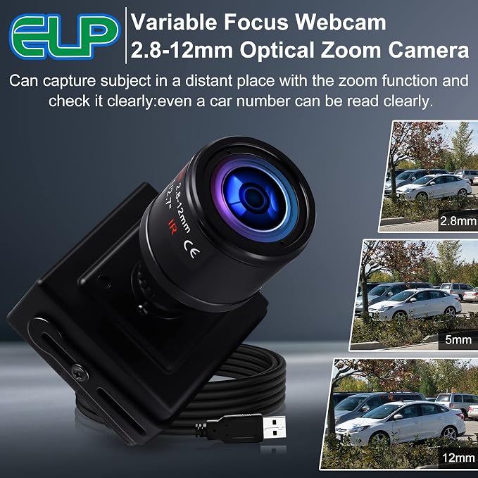 ELP Sony IMX323 Sensor Low Light Mini USB Camera with Microphone Manual Zoom 2.8-12mm Lens H.264 0.01LUX UVC USB2.0 Video Webcam Home Surveillance PC Camera for Laptop, Computer, Raspberry Pi - Image 7