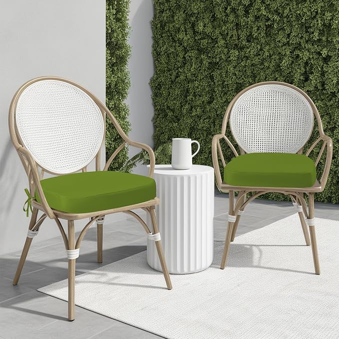 idee-home Outdoor Chair Cushions Set of 4, 19" x 19" D-Shaped | Thick Outdoor Seat Cushions Waterproof Patio Furniture with Ties Dining Pads - Image 5