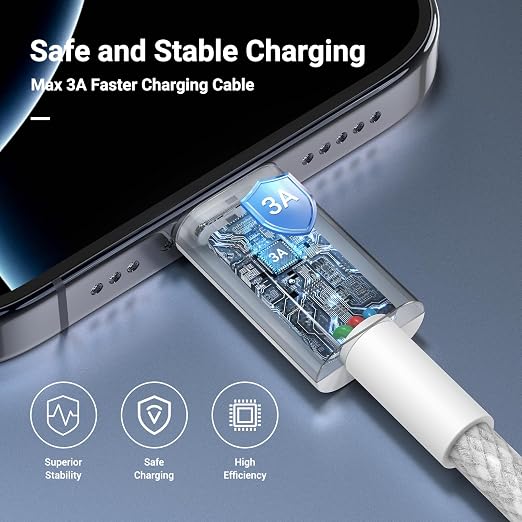 UCALMA Car Carplay Cable for iPhone 17 16 15 Pro Max, 2Pack [6FT+10FT] Long USB A to USB C Cable Fast Charging, USBC Charger Cord Braided for iPhone 17/16/15 Pro Max/Pro/Air/Plus for iPad Pro 12.9/11 - Image 3