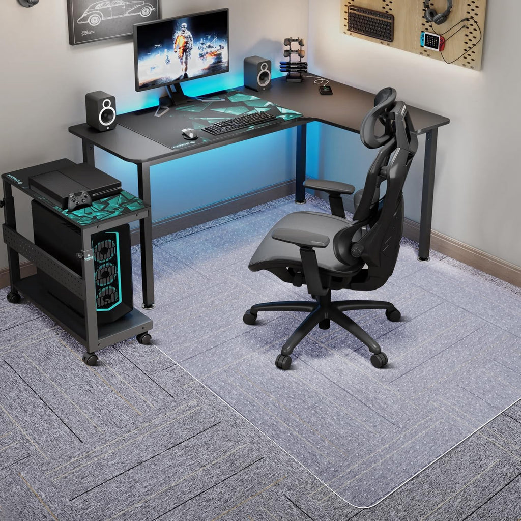 Tydle Chair Mat for Carpet, 60" x 46" Chair Mat for Carpeted Floors, Non-Slip Computer Under Desk Plastic Floor Mat for Work Gaming Chairs, Heavy Duty Carpeted Floor Protector for Home Office (Clear) - Image 7