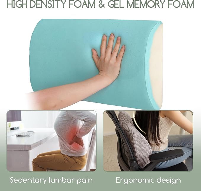 Lumbar Support Pillow for Recliner Chair/Accent Chair/Couch, Extra Large Memory Foam Back Support Cushion for Elderly, Recliner Cushions for Back Rest, Pain Relief, Reading, Washable Cover, Grey - Image 3