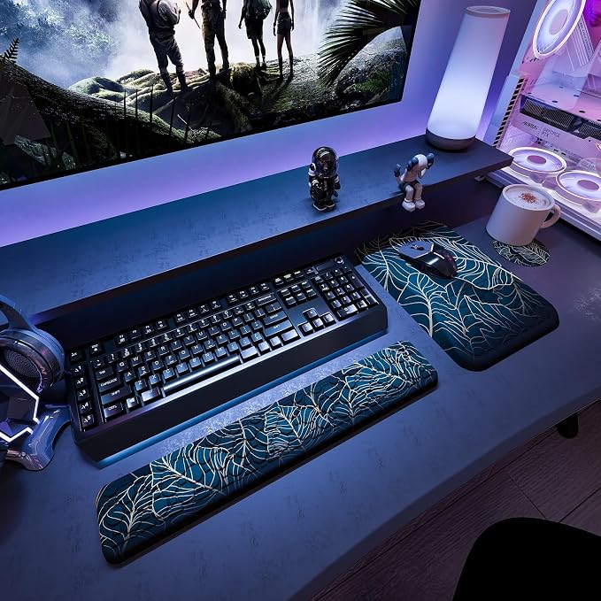 Ospelelf Keyboard Wrist Rest Ergonomic Mouse Pad with Wrist Rest Support Wrist Rest for Computer Keyboard, Green - Image 7