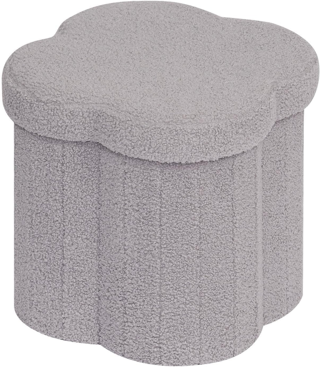 B FSOBEIIALEO Storage Ottoman Cube, 15" Flower Shaped Ottomans, Grey by B FSOBEIIALEO